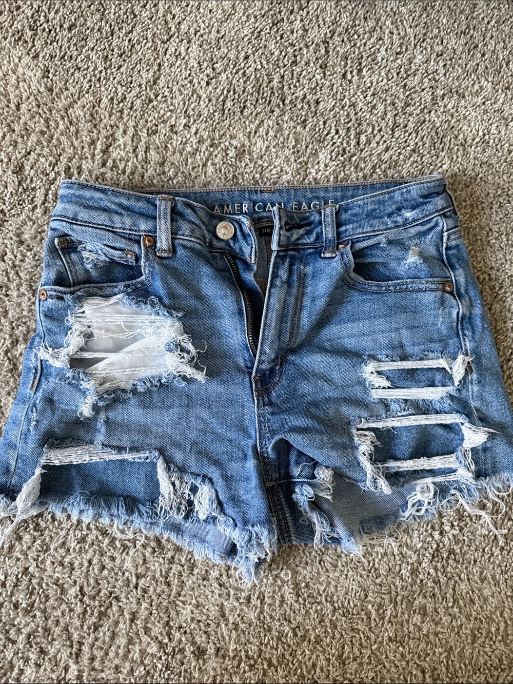 American Eagle Outfitters Light Blue Distressed Denim Cutoff Shorts